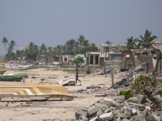 Beach village in Sri Lanka devastated by the Tsunami